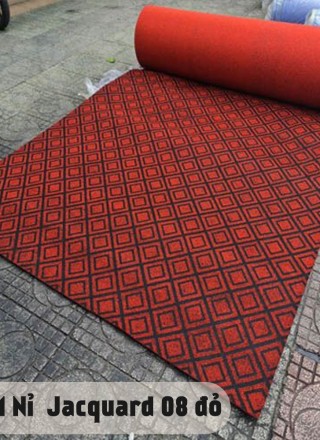 Thảm sàn ô vuông Jacquard 08 đỏ